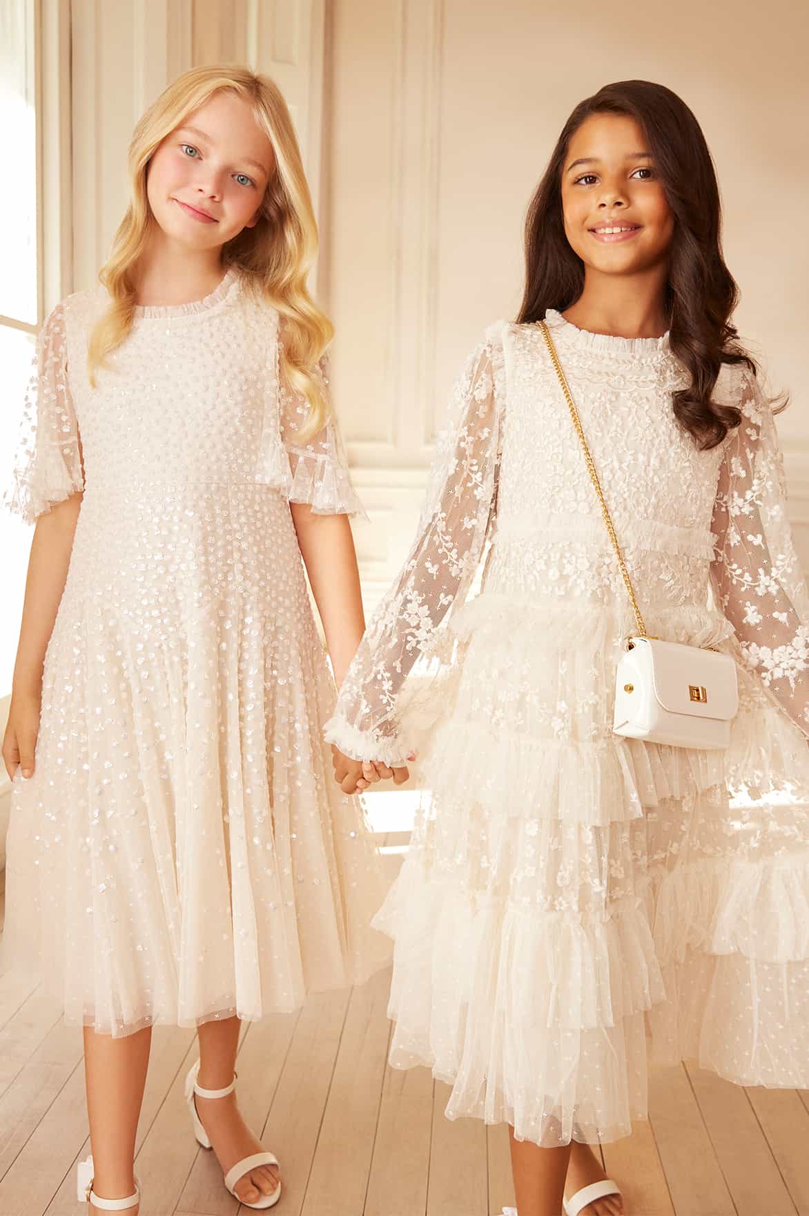 Dappled Sequin Short Cape Kids Dress - Image 5