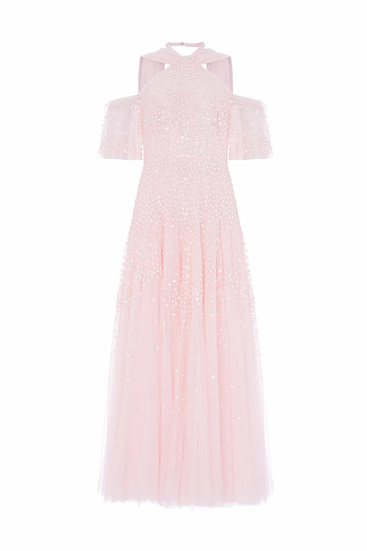 Scallop Sequin Halter-Neck Ankle Gown - Image 6
