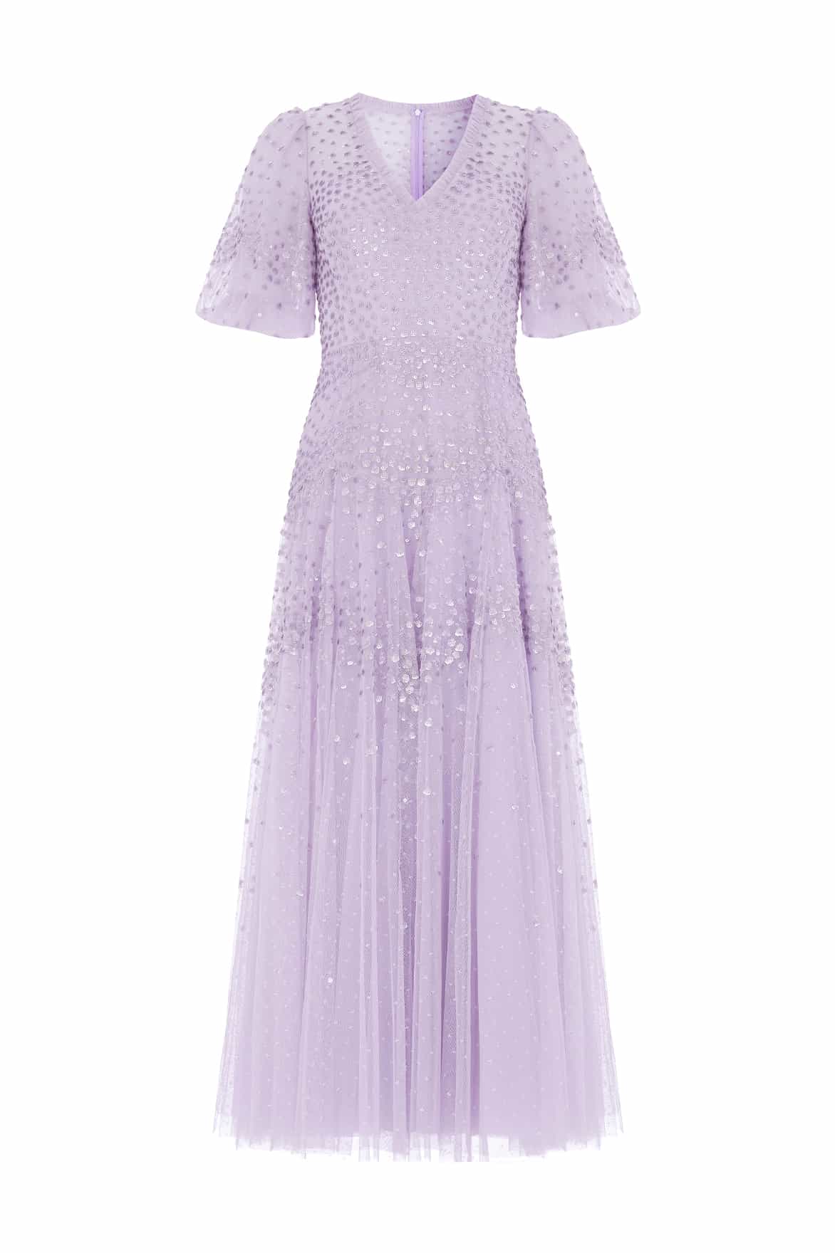 Scallop Sequin V-Neck Ankle Gown - Image 6
