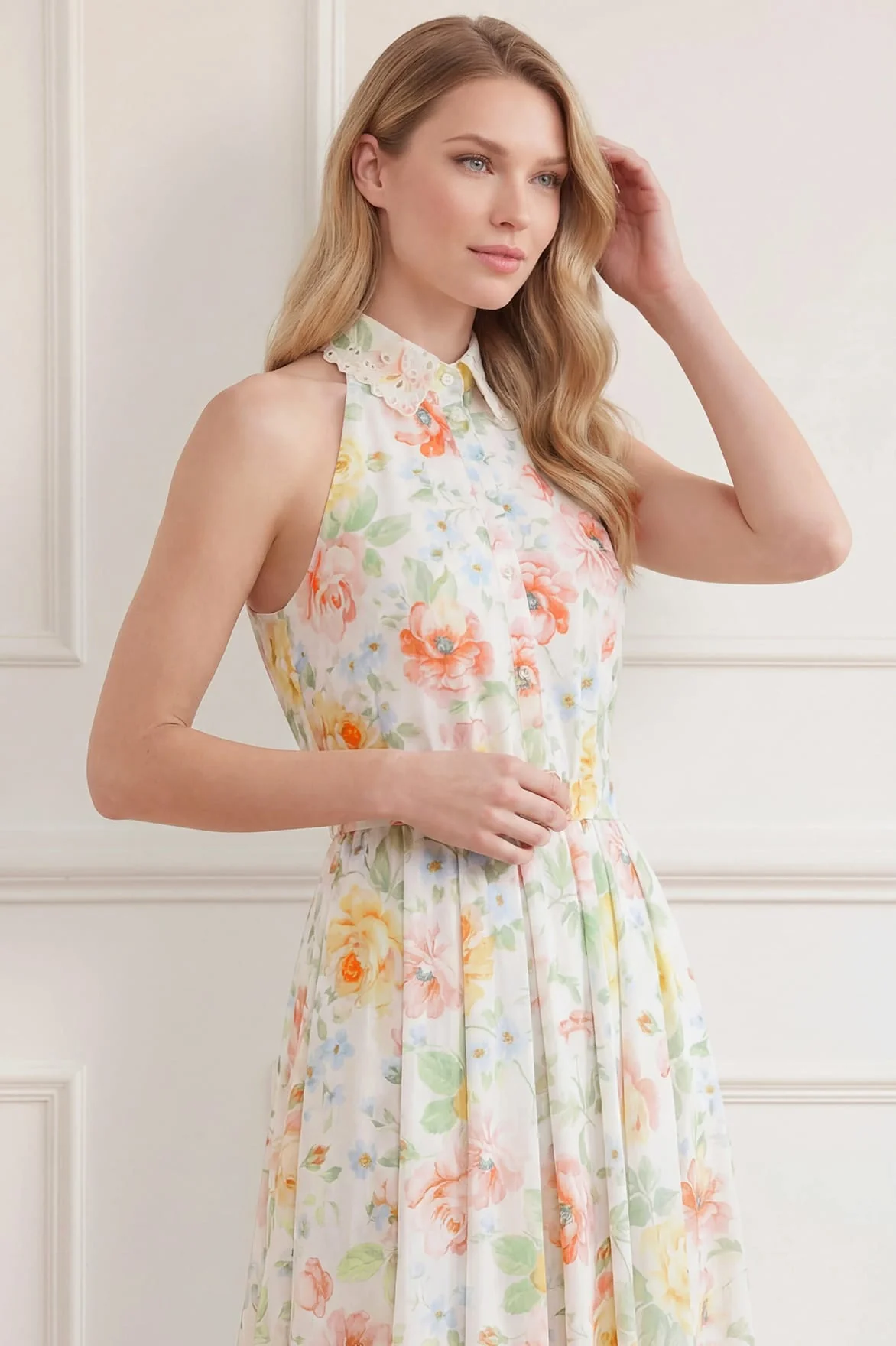 Sienna Rose Cotton Halter Ankle Gown - Image 3